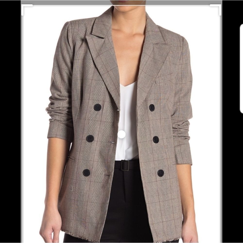 Romeo juliet couture fray hem plaid blazer